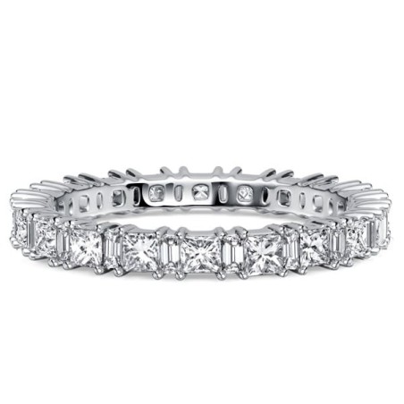 Italo Princess & Baguette Cut Eternity Wedding Band For Women