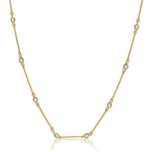 Italo Golden 3 MM Round Cut Station Necklace Tennis Necklace For Women