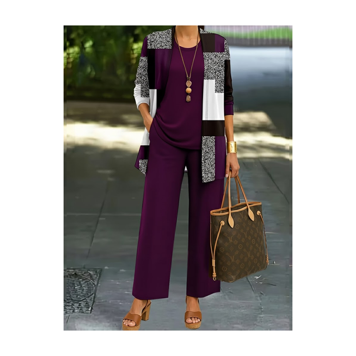 Women Plain Two-Piece Set Daily Long Sleeve Casual Spring/Fall Multi-Piece Set Matching Set