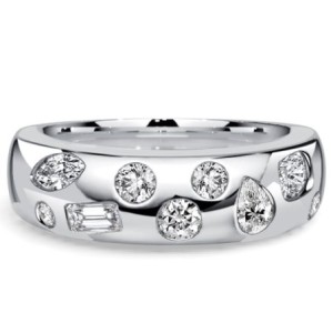 Italo Flush-set Multi Cut White Sapphire Half Eternity Band For Women Waterfall Ring