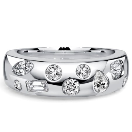 Italo Flush-set Multi Cut White Sapphire Half Eternity Band For Women Waterfall Ring