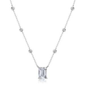 Italo Bezel Setting Emerald Cut Pendant Necklace For Women