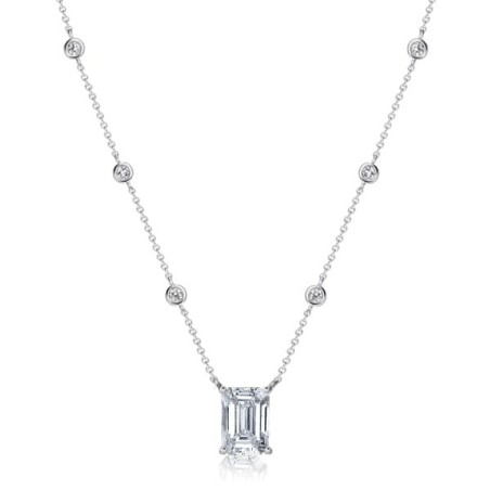 Italo Bezel Setting Emerald Cut Pendant Necklace For Women
