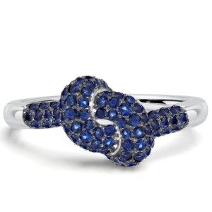 Italo Micro Pave Infinity Knot Ring Blue Sapphire Unique Engagement Rings