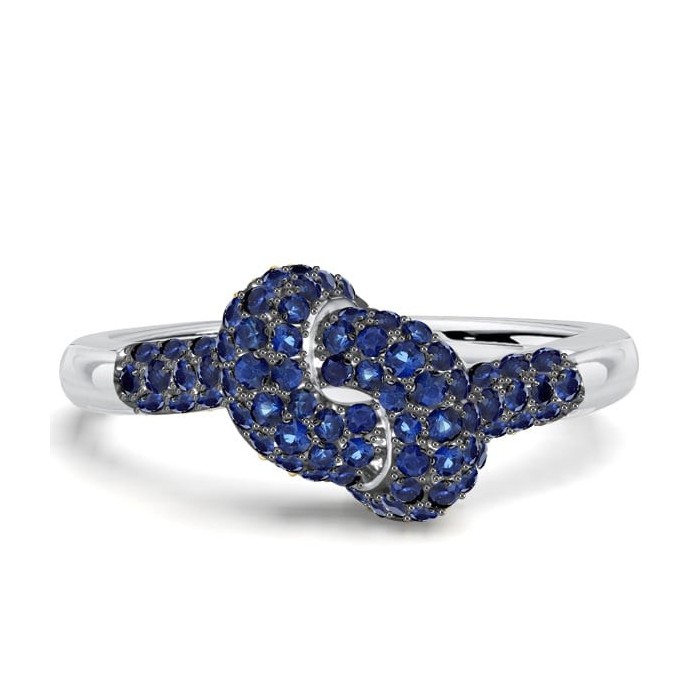 Italo Micro Pave Infinity Knot Ring Blue Sapphire Unique Engagement Rings