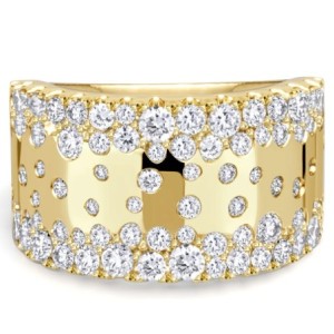 Italo Scattered Waterfall Round Cut Wide Wedding Band For Women