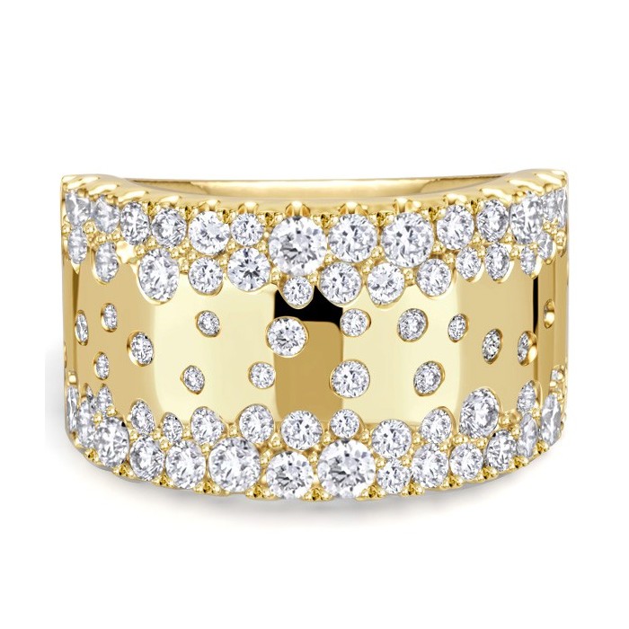 Italo Scattered Waterfall Round Cut Wide Wedding Band For Women