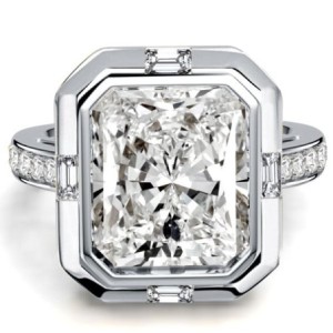 Italo Sterling Silver Set Side Stone 5.5 Carat Radiant Cut Engagement Ring For Women