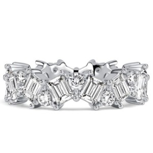 Italo Alternating Emerald & Round Cut Eternity Wedding Band For Women