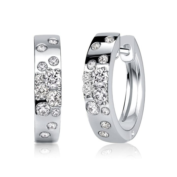 Italo Flush Setting Sterling Silver Hoop Earrings For Women Waterfall Earrings