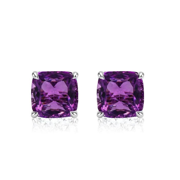 Italo Cushion Cut Amethyst Earrings Stud Earrings For Women