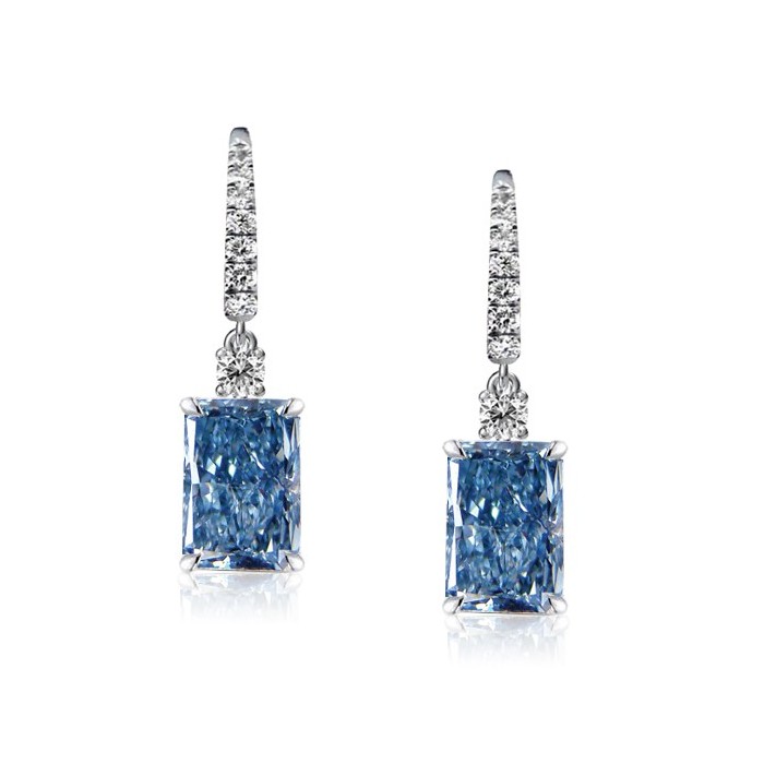Italo Radiant Cut Blue Topaz Drop Earrings Sterling Silver Earrings For Women