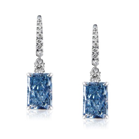 Italo Radiant Cut Blue Topaz Drop Earrings Sterling Silver Earrings For Women