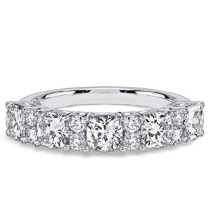 Italo 4 MM Cushion & Round Cut Half Eternity Wedding Band For Women