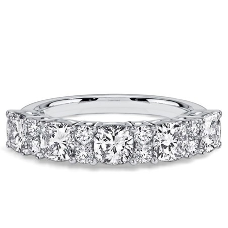 Italo 4 MM Cushion & Round Cut Half Eternity Wedding Band For Women