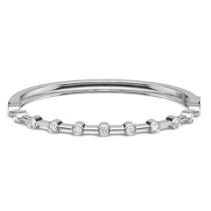 Italo Bezel Setting 3 MM Round Cut Bangle Bracelet For Women