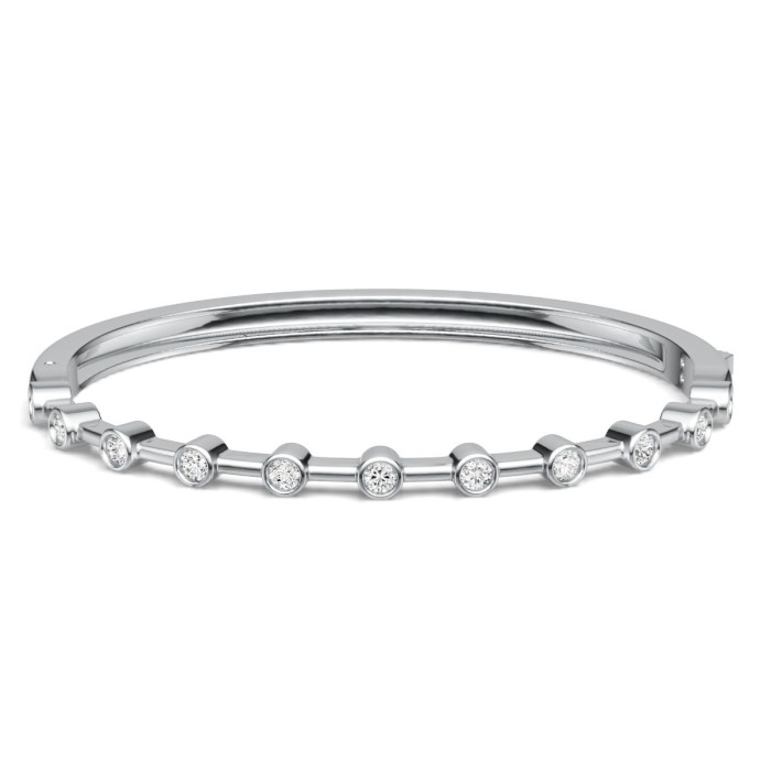 Italo Bezel Setting 3 MM Round Cut Bangle Bracelet For Women