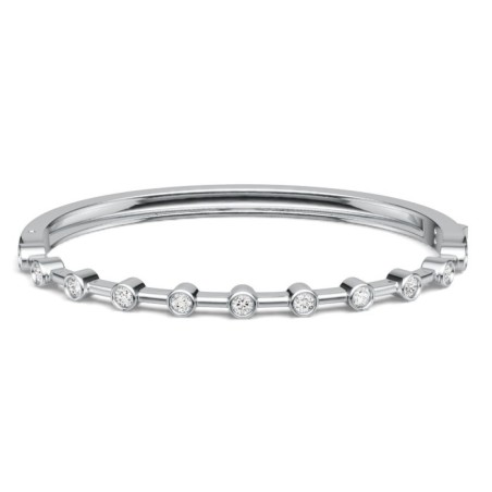 Italo Bezel Setting 3 MM Round Cut Bangle Bracelet For Women