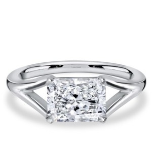 Italo Split Shank Radiant Cut White Sapphire Engagement Ring For Women