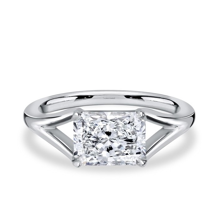Italo Split Shank Radiant Cut White Sapphire Engagement Ring For Women