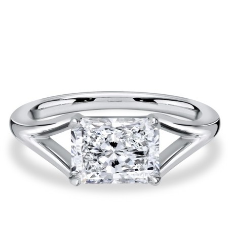 Italo Split Shank Radiant Cut White Sapphire Engagement Ring For Women
