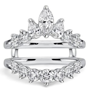 Italo Marquise & Round Cut Guard Enhancer Wedding Band For Women