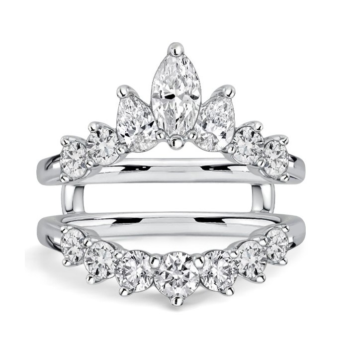 Italo Marquise & Round Cut Guard Enhancer Wedding Band For Women