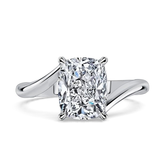 Italo Solitaire Bypass 3 Carat Cushion Cut Engagement Ring For Women