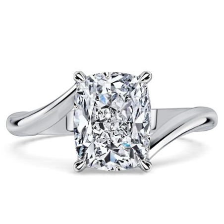 Italo Solitaire Bypass 3 Carat Cushion Cut Engagement Ring For Women