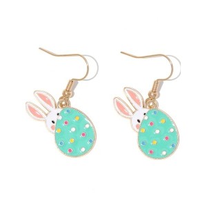 Cute Easter Party Color Block Patchwork Earrings Cartoon Bunny Easter Egg Alloy Electroplated Drop Enamel Earrings