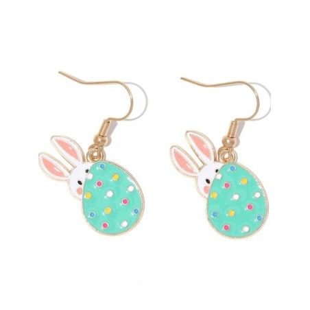 Cute Easter Party Color Block Patchwork Earrings Cartoon Bunny Easter Egg Alloy Electroplated Drop Enamel Earrings