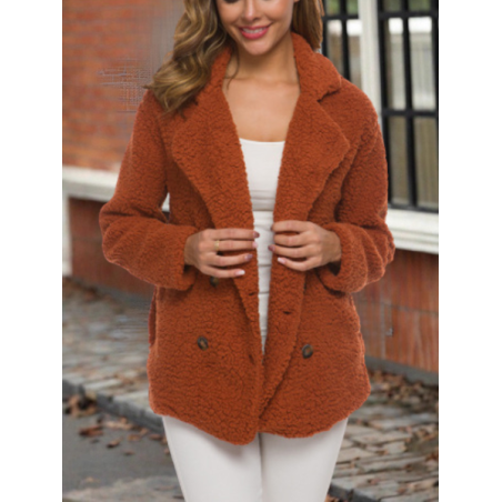 Women Spring/Fall Outerwear Vintage Split Joint Plain Long Sleeve Stand Collar Jacket