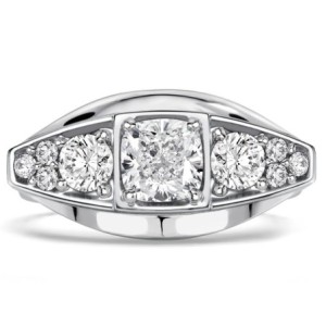 Italo Side Stone Cushion Cut Vintage Engagement Ring For Women