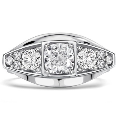 Italo Side Stone Cushion Cut Vintage Engagement Ring For Women