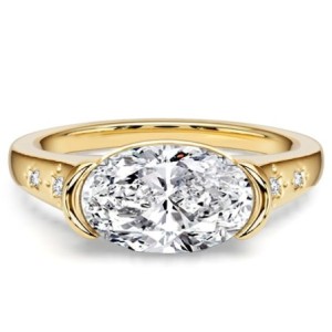 Italo Nebula Half Bezel Oval Cut Engagement Ring For Women
