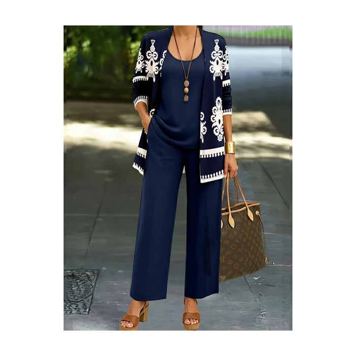 Women Floral Two-Piece Set Daily Long Sleeve Casual Spring/Fall Multi-Piece Set Matching Set