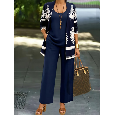 Women Floral Two-Piece Set Daily Long Sleeve Casual Spring/Fall Multi-Piece Set Matching Set