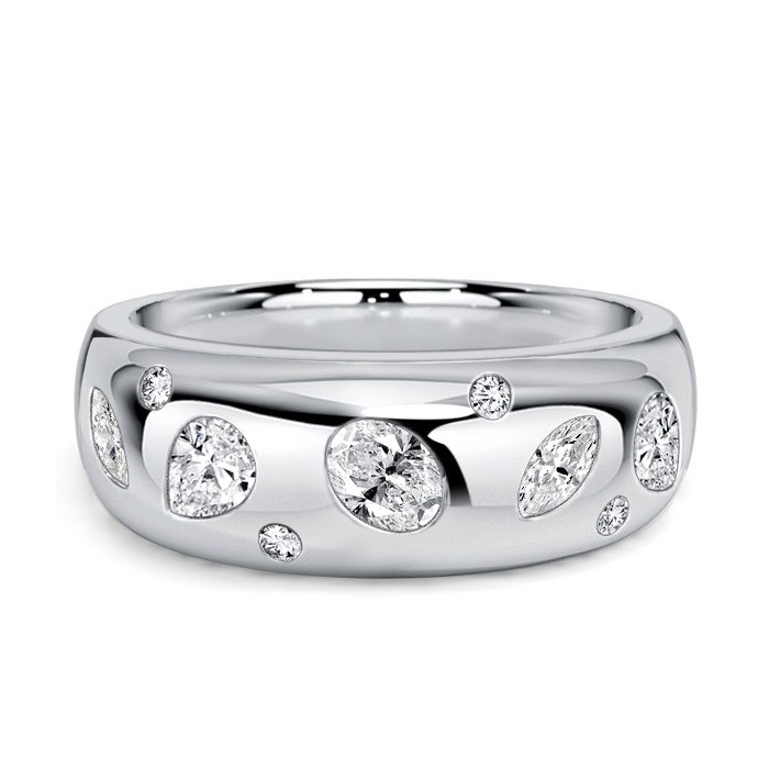 Italo Flush Set Waterfall Multi Cut Half Eternity Band For Women