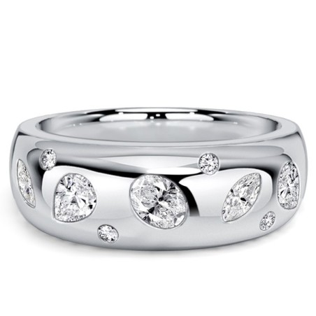 Italo Flush Set Waterfall Multi Cut Half Eternity Band For Women