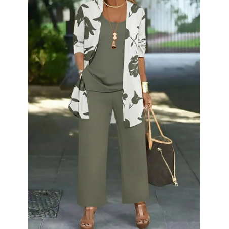 Women Floral Two-Piece Set Daily Long Sleeve Casual Spring/Fall Multi-Piece Set Matching Set