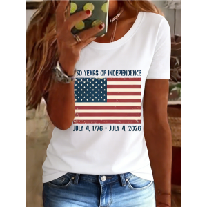 Women Letter Pattern Short Sleeve Tee T-shirt Crew Neck Casual Summer Top