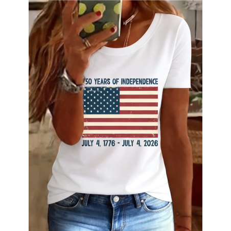 Women Letter Pattern Short Sleeve Tee T-shirt Crew Neck Casual Summer Top