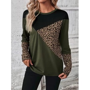Women Abstract Long Sleeve Tee T-shirt Crew Neck Printing Casual Spring/Fall Graphic Tee Top
