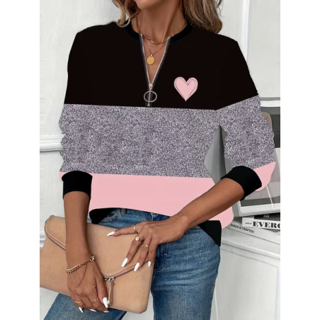 Women Heart/Cordate Crew Neck Printing Casual Spring/Fall Long Sleeve Sweatshirt