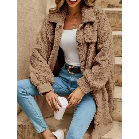 Women's Plain Winter Outerwear Casual Split Joint Mid-long Shawl Collar Overcoat