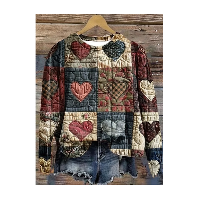 Women Heart/Cordate Crew Neck Printing Casual Spring/Fall Long Sleeve Sweatshirt