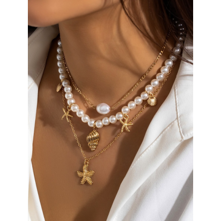 Ocean-Inspired Seashell And Diamond-Encrusted Tassel Necklace With Multi-Cross Pendant.