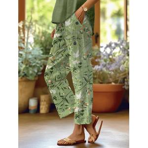 Women Floral Long Pants Casual Spring/Fall Trousers