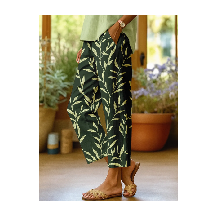 Women Leaf Long Pants Casual Spring/Fall Trousers