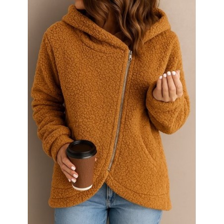 Women's Winter Outerwear Cotton Casual Plain Long Sleeve Hoodie Fleece Coat